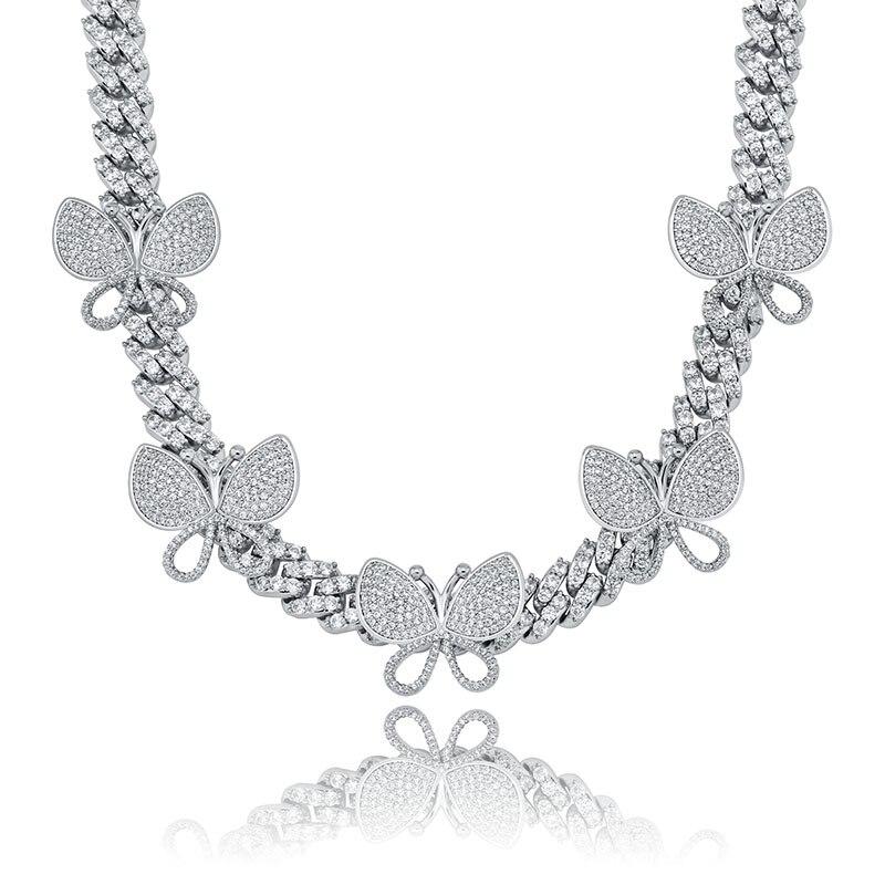 12mm Rotatable Butterfly Cuban Necklace 14K - ICECI