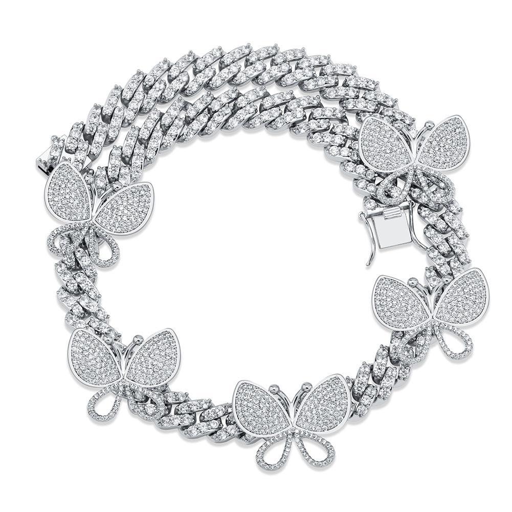 12mm Rotatable Butterfly Cuban Necklace 14K - ICECI