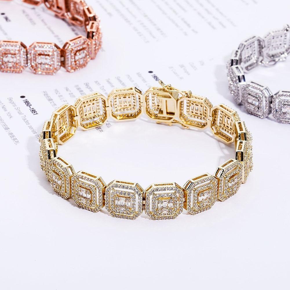 13mm Clustered Baguette Tennis Bracelet 14K - ICECI