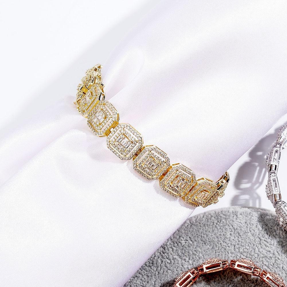 13mm Clustered Baguette Tennis Bracelet 14K - ICECI