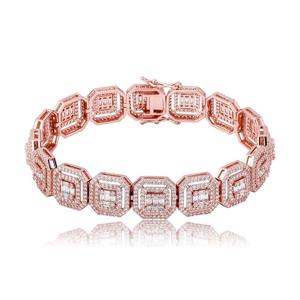 13mm Clustered Baguette Tennis Bracelet 14K - ICECI