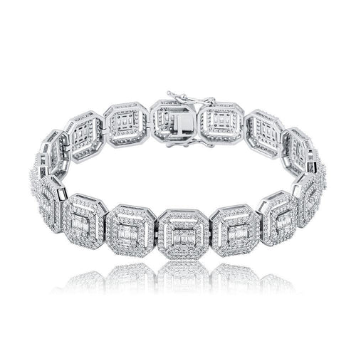 13mm Clustered Baguette Tennis Bracelet 14K - ICECI