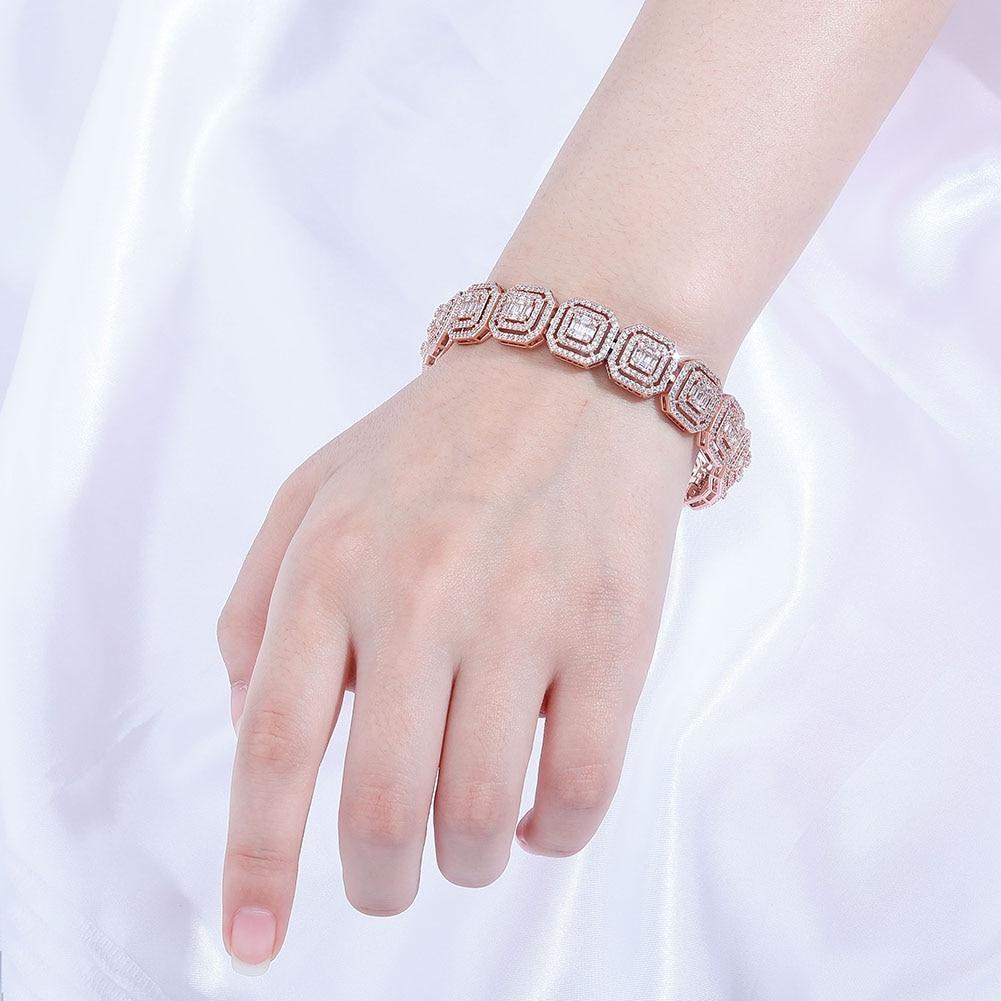 13mm Clustered Baguette Tennis Bracelet 14K - ICECI