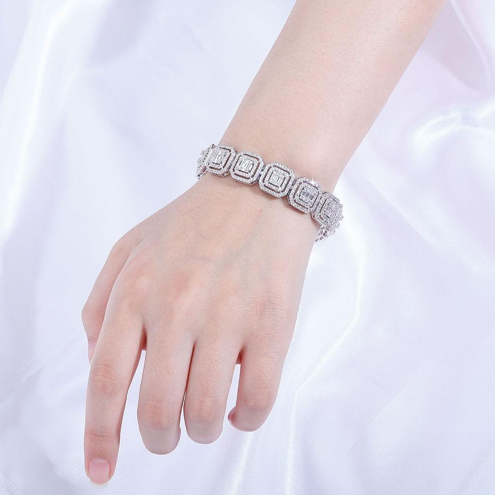 13mm Clustered Baguette Tennis Bracelet 14K - ICECI