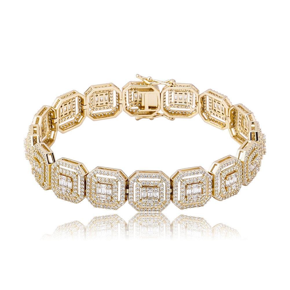 13mm Clustered Baguette Tennis Bracelet 14K - ICECI