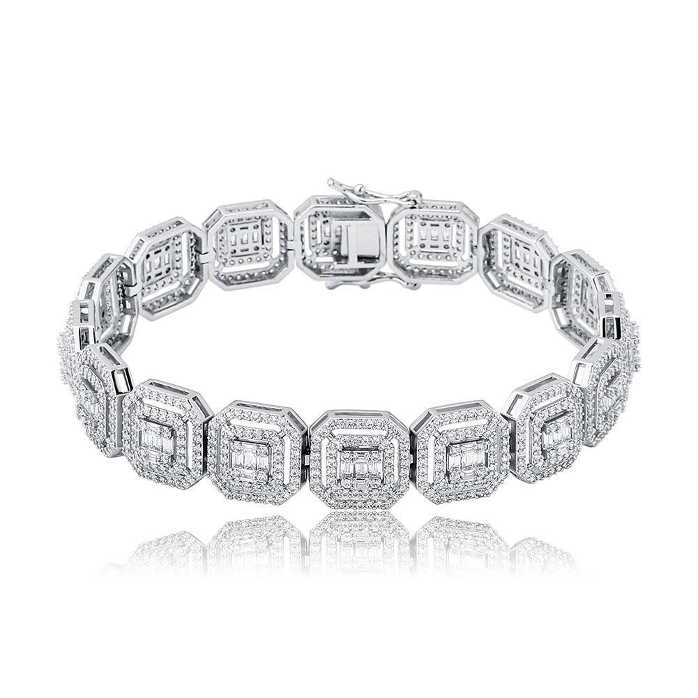 13mm Clustered Baguette Tennis Bracelet 14K - ICECI
