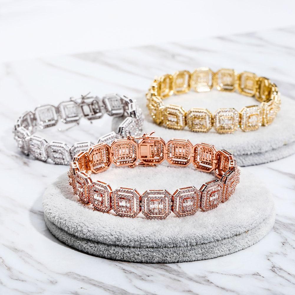 13mm Clustered Baguette Tennis Bracelet 14K - ICECI