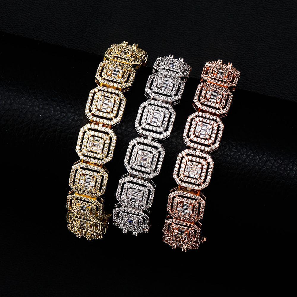 13mm Clustered Baguette Tennis Bracelet 14K - ICECI