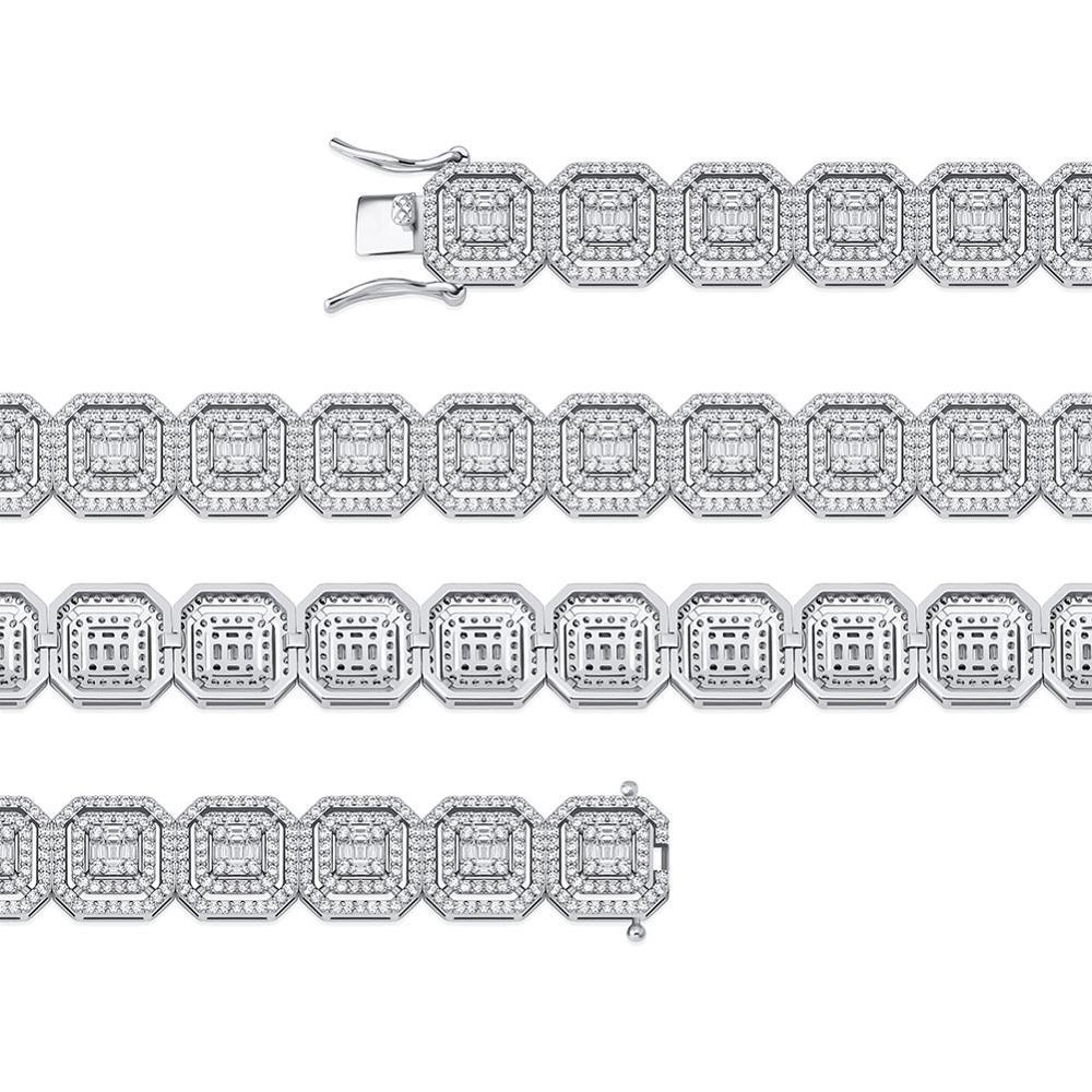 13mm Clustered Baguette Tennis Bracelet 14K - ICECI
