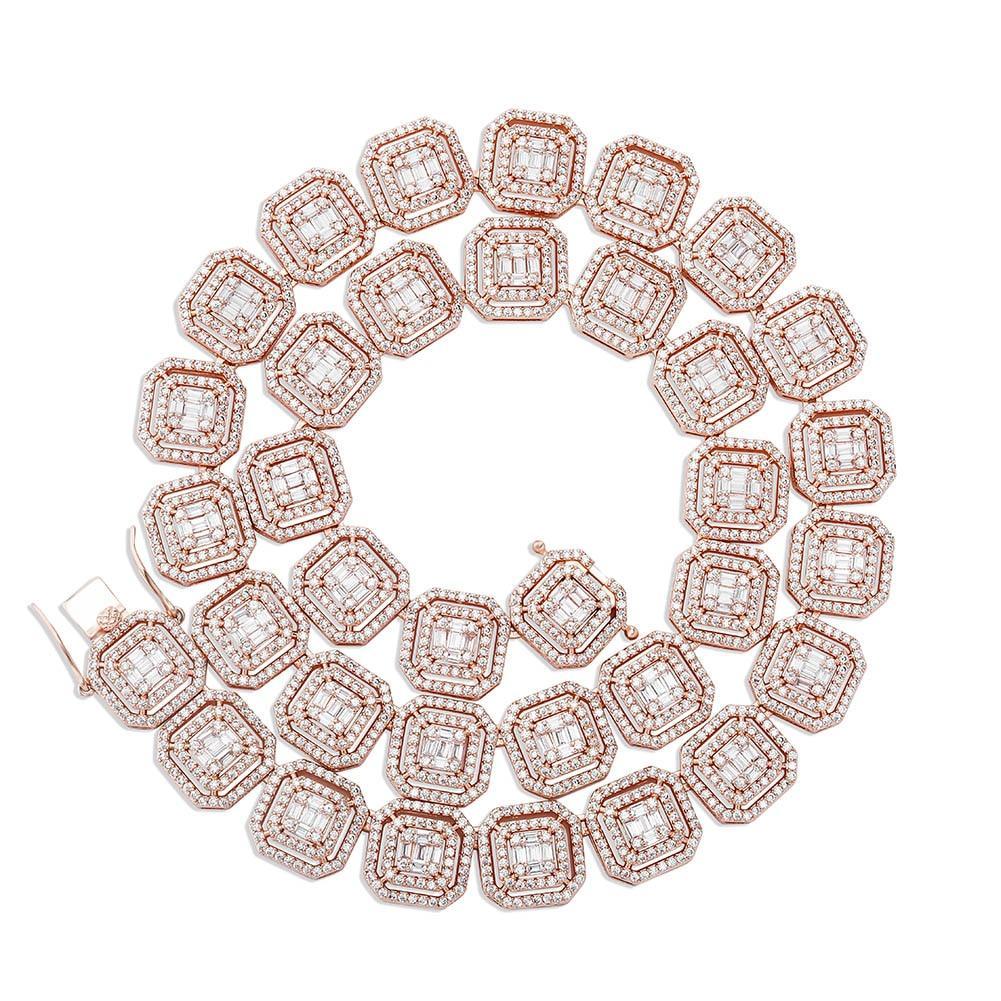 13mm Clustered Baguette Tennis Chain 14K - ICECI