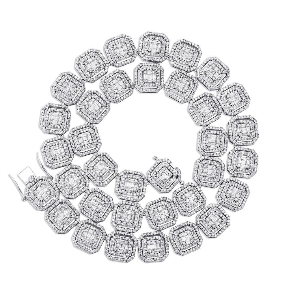 13mm Clustered Baguette Tennis Chain 14K - ICECI