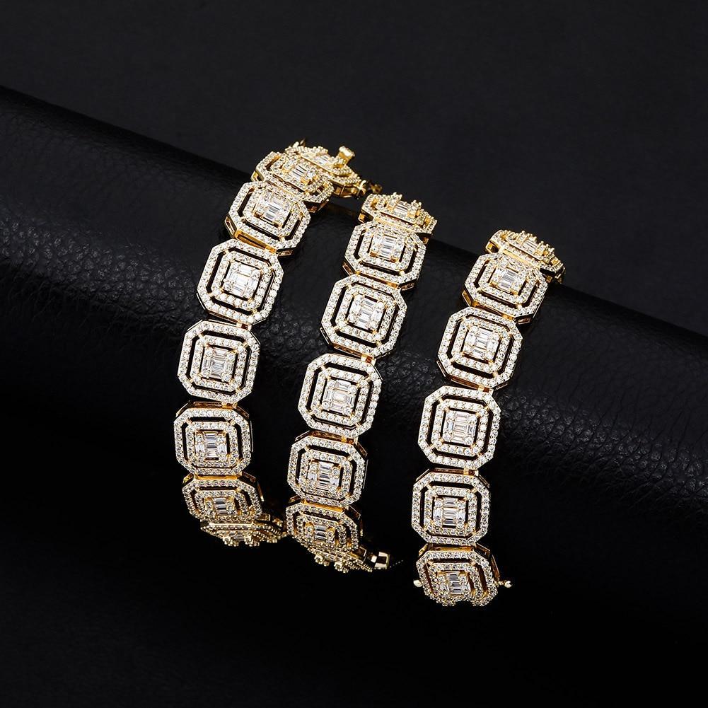 13mm Clustered Baguette Tennis Chain 14K - ICECI