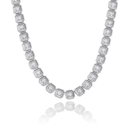 13mm Clustered Baguette Tennis Chain 14K - ICECI