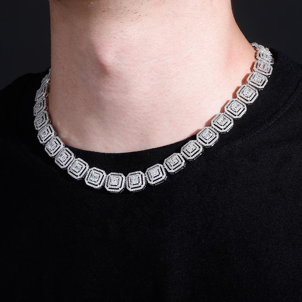 13mm Clustered Baguette Tennis Chain 14K - ICECI