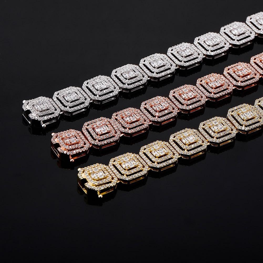 13mm Clustered Baguette Tennis Chain 14K - ICECI