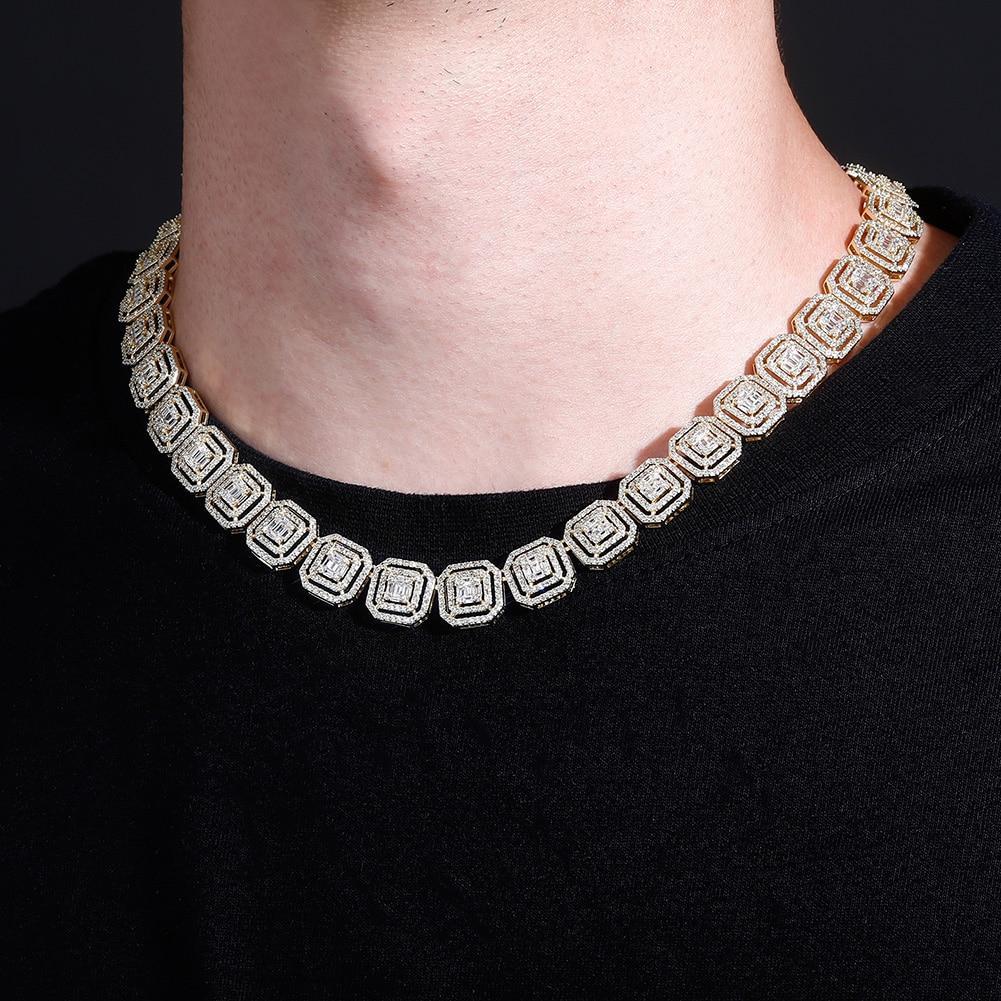 13mm Clustered Baguette Tennis Chain 14K - ICECI