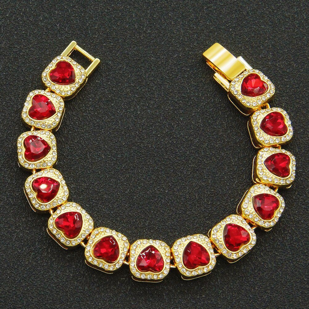 13mm Clustered Heart Tennis Bracelet 14K - ICECI