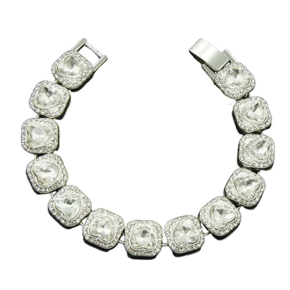 13mm Clustered Heart Tennis Bracelet 14K - ICECI