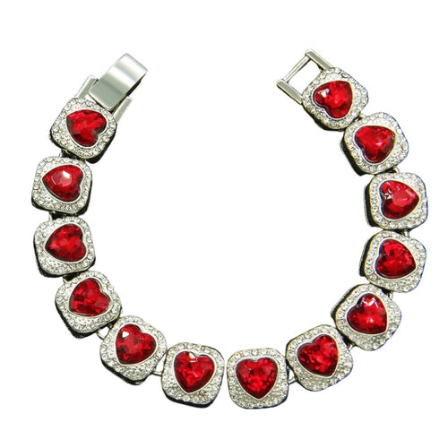 13mm Clustered Heart Tennis Bracelet 14K - ICECI