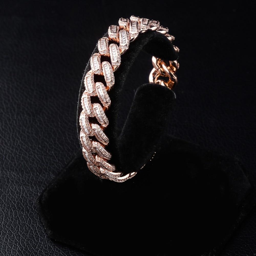 14mm Box Baguette Cuban Link Bracelet 18K - ICECI