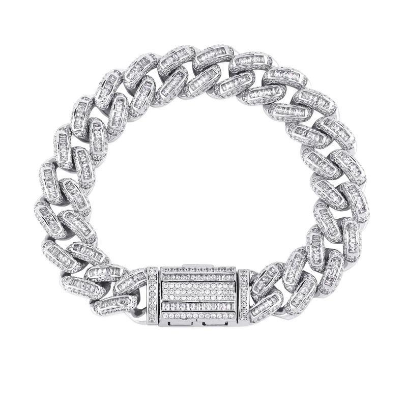14mm Box Baguette Cuban Link Bracelet 18K - ICECI