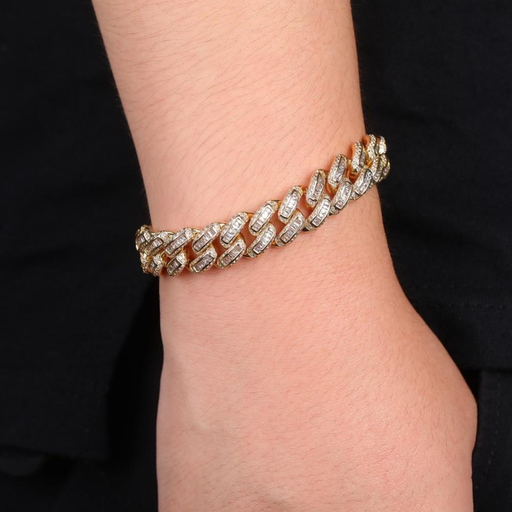 14mm Box Baguette Cuban Link Bracelet 18K - ICECI