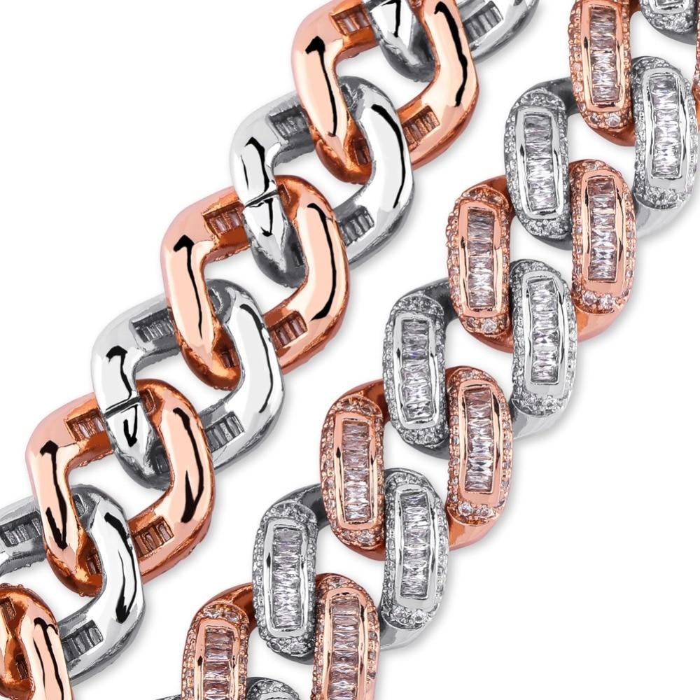 14mm Box Baguette Cuban Link Bracelet 18K - ICECI