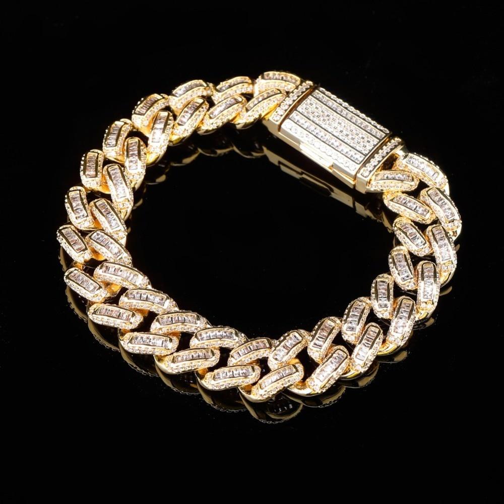 14mm Box Baguette Cuban Link Bracelet 18K - ICECI