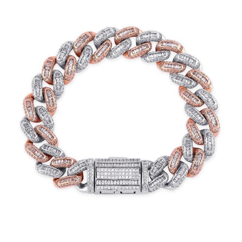 14mm Box Baguette Cuban Link Bracelet 18K - ICECI