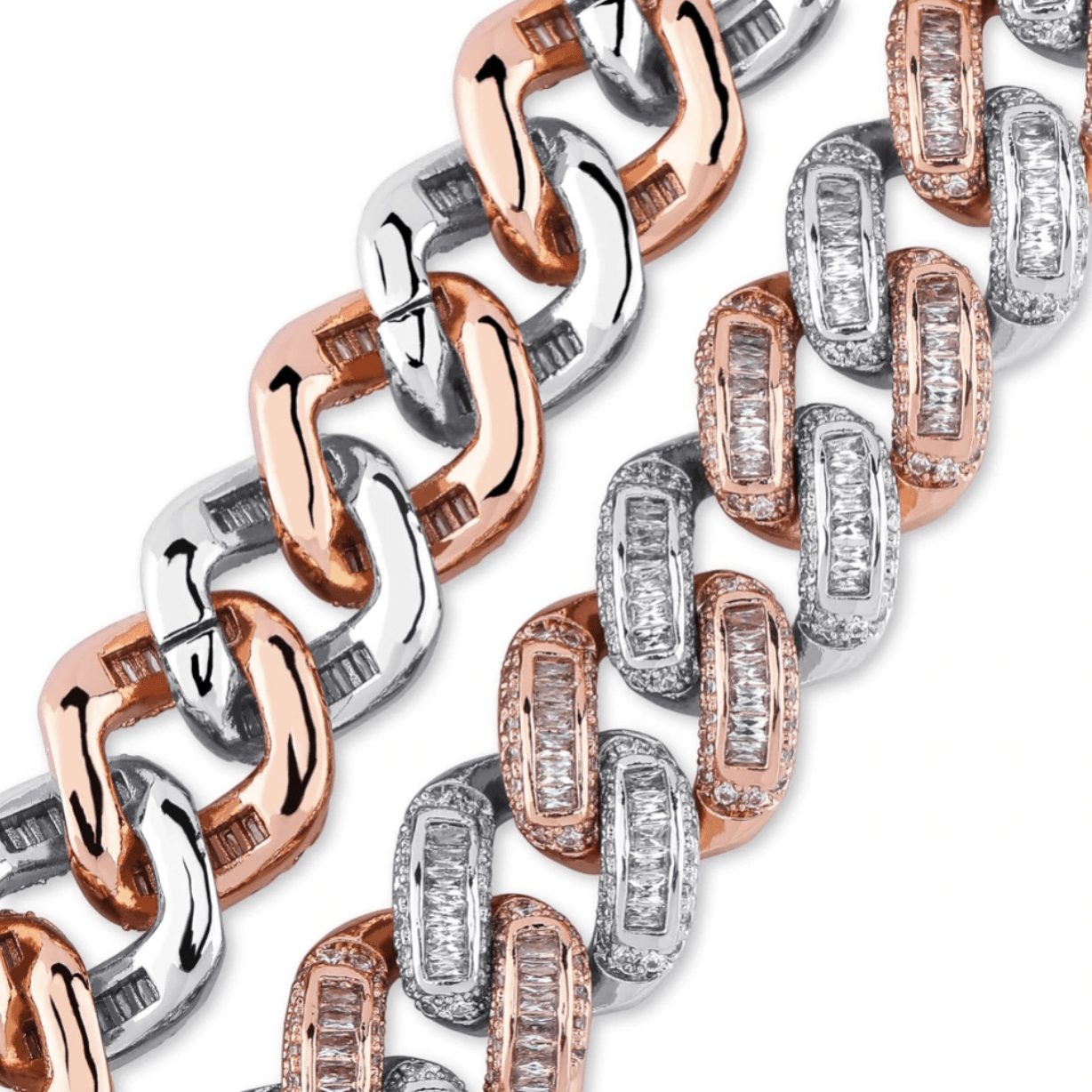 14mm Box Baguette Cuban Link Chain 18K - ICECI