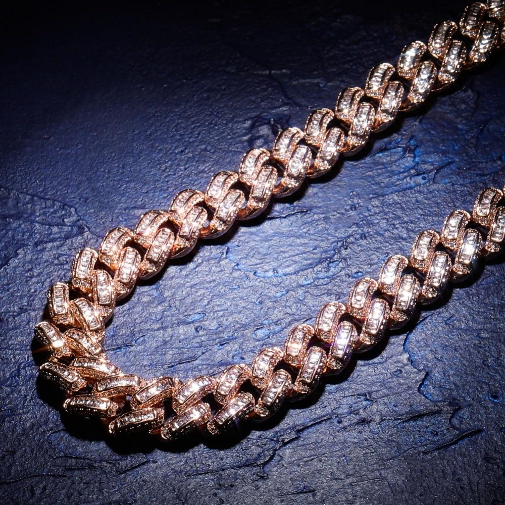 14mm Box Baguette Cuban Link Chain 18K - ICECI