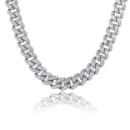14mm Box Baguette Cuban Link Chain 18K - ICECI