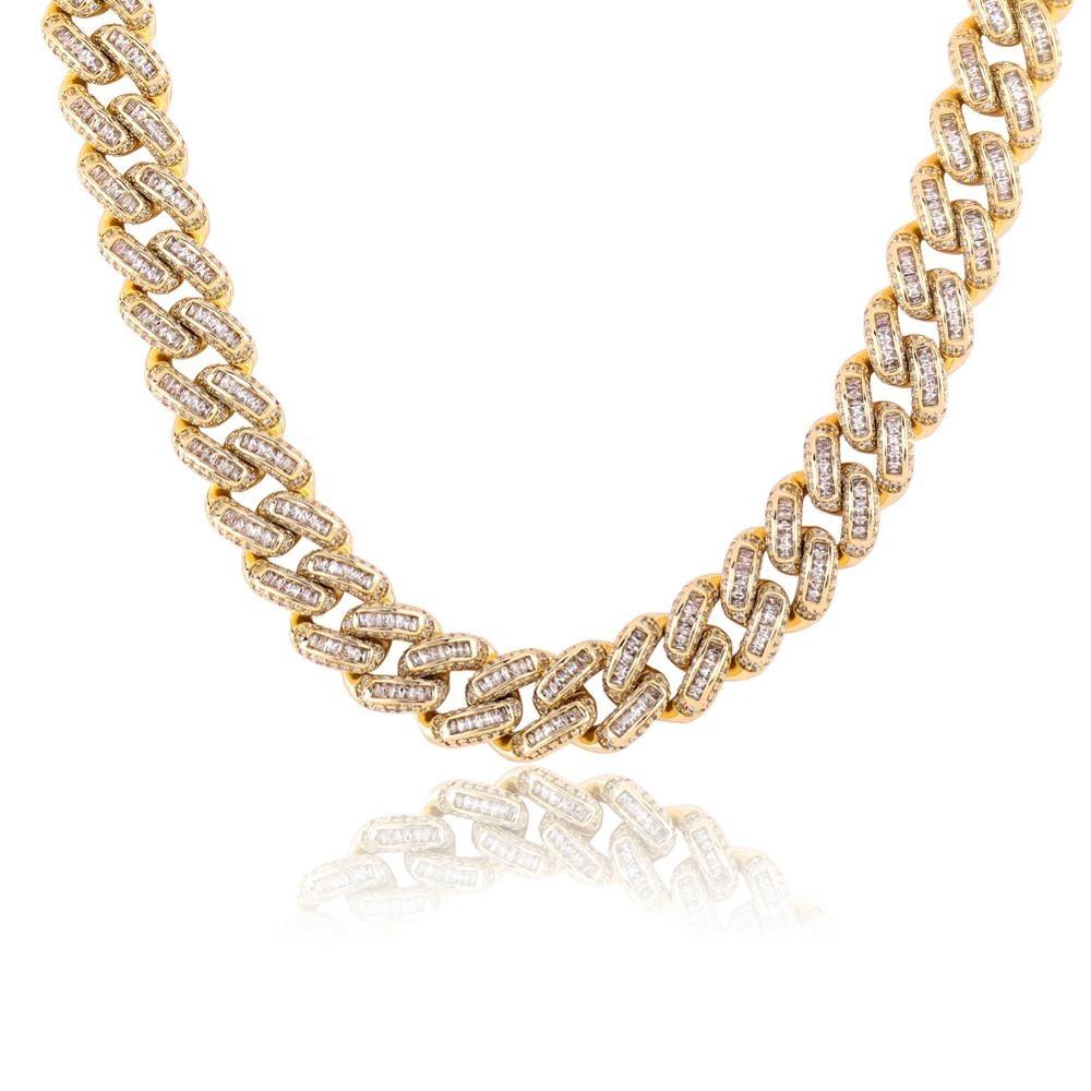 14mm Box Baguette Cuban Link Chain 18K - ICECI
