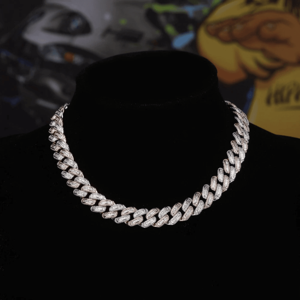 14mm Box Baguette Cuban Link Chain 18K - ICECI