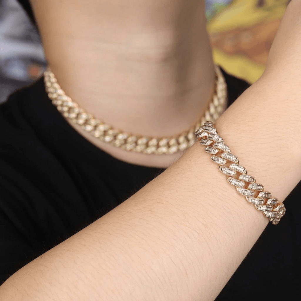 14mm Box Baguette Cuban Link Chain 18K - ICECI