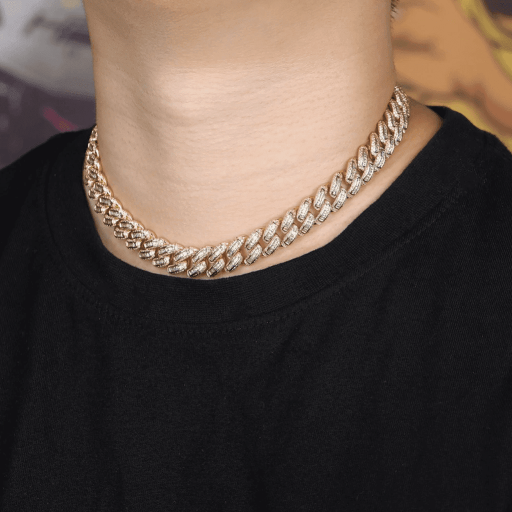 14mm Box Baguette Cuban Link Chain 18K - ICECI