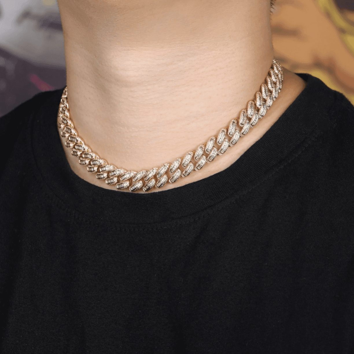 14mm Box Baguette Cuban Link Chain 18K - ICECI