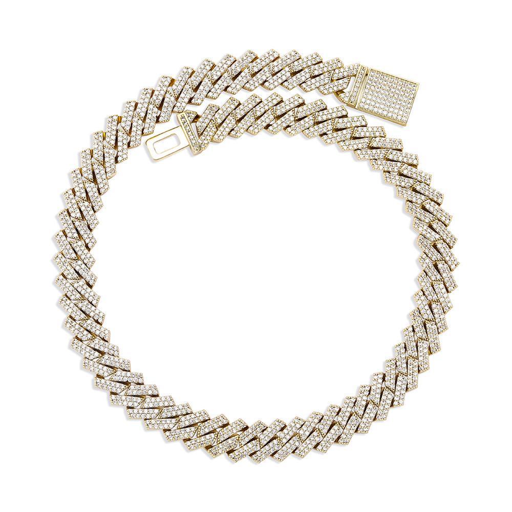 14mm Diamond Prong Link Chain 14K - ICECI