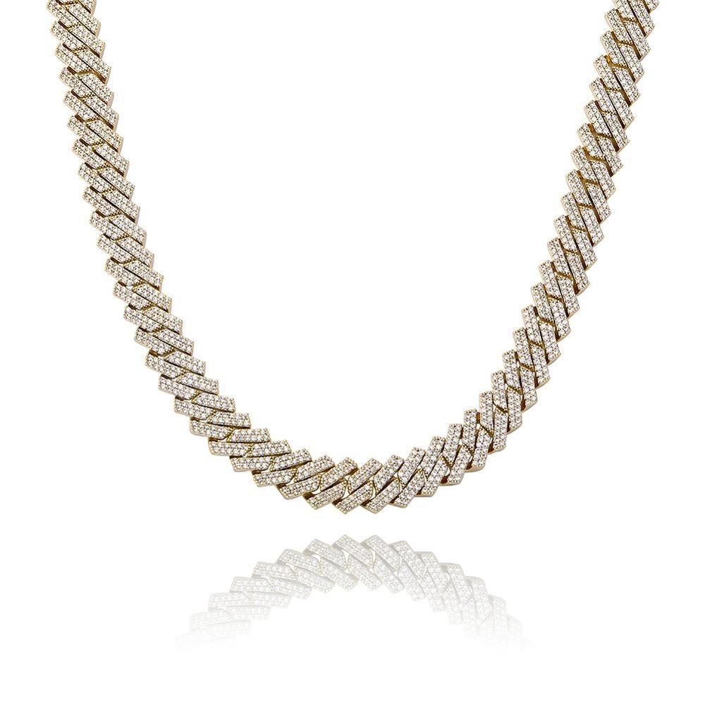 14mm Diamond Prong Link Chain 14K - ICECI