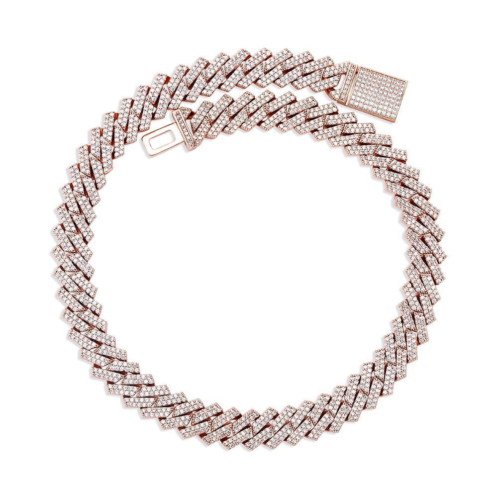14mm Diamond Prong Link Chain 14K - ICECI