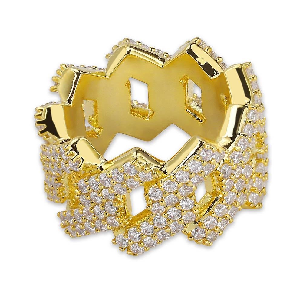 14mm Diamond Prong Link Ring 14K - ICECI