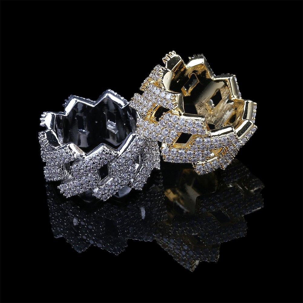 14mm Diamond Prong Link Ring 14K - ICECI