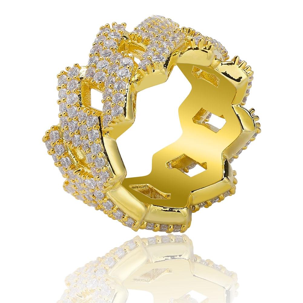 14mm Diamond Prong Link Ring 14K - ICECI