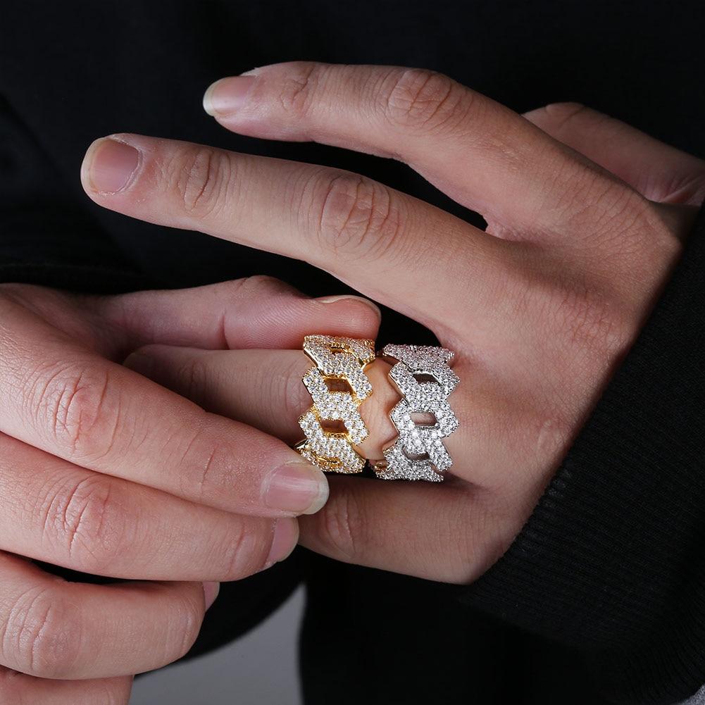 14mm Diamond Prong Link Ring 14K - ICECI
