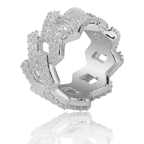14mm Diamond Prong Link Ring 14K - ICECI