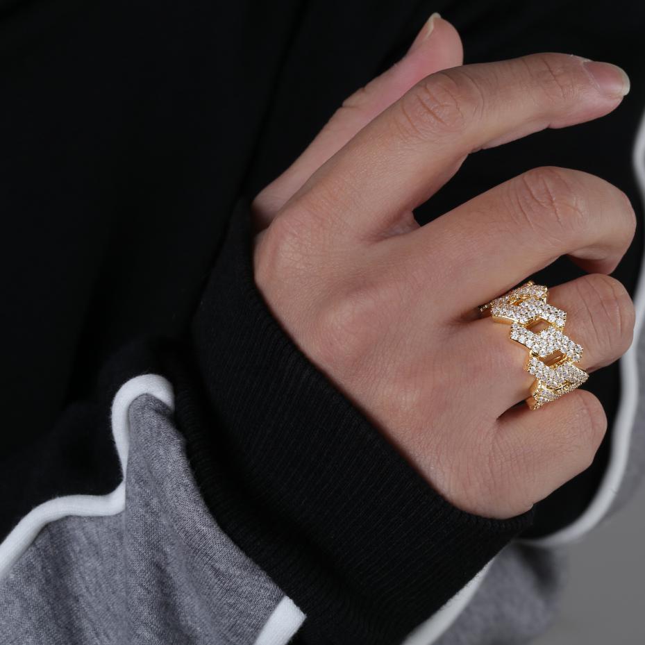 14mm Diamond Prong Link Ring 14K - ICECI