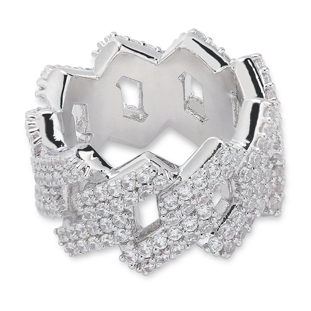 14mm Diamond Prong Link Ring 14K - ICECI