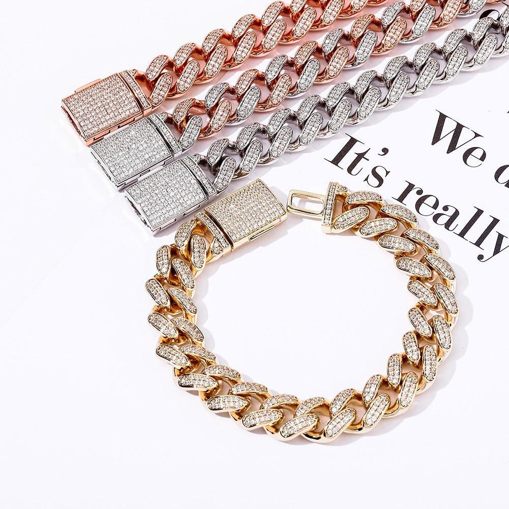 14mm Iced Cuban Link Bracelet 14K - ICECI