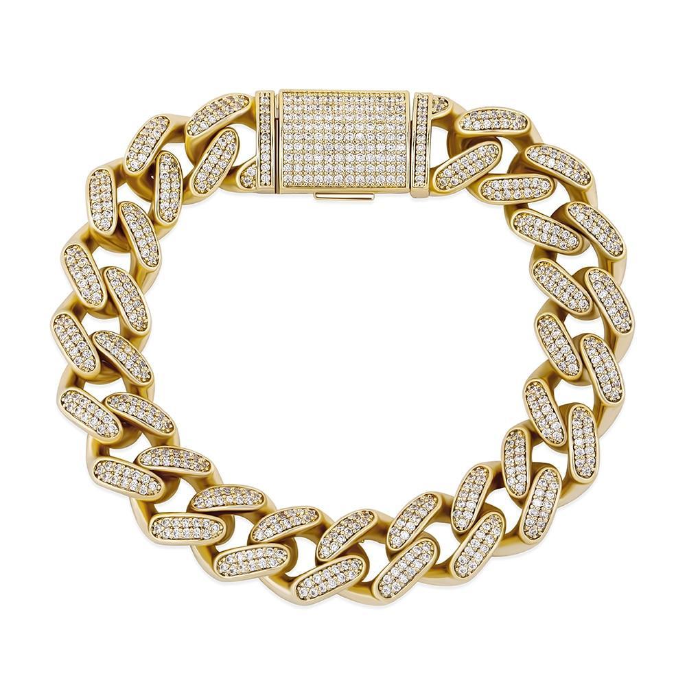 14mm Iced Cuban Link Bracelet 14K - ICECI