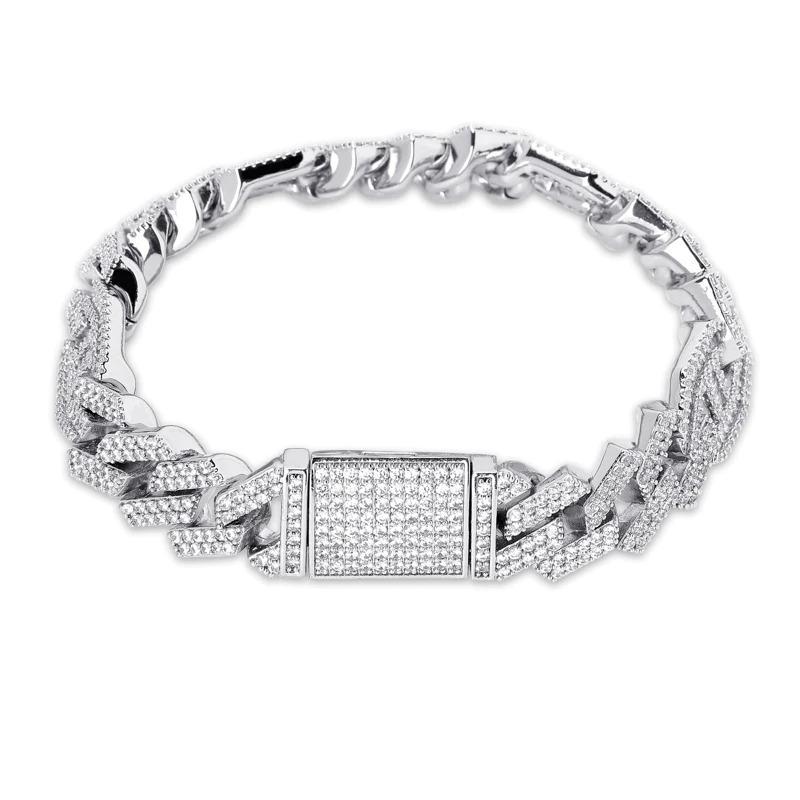 14mm Prong Baguette Coffee Bean Curb Bracelet 18K - ICECI